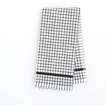 KAF Home Absorbent Grid Terry Kitchen Dish Towel - Black 20 x 30