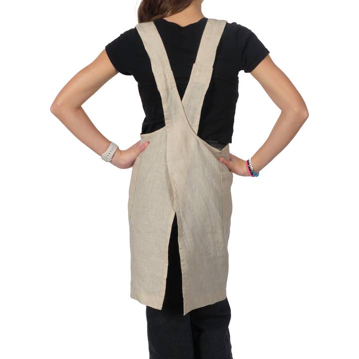 KAF Home Firenze Kids 100% Stonewashed Linen Smock Apron