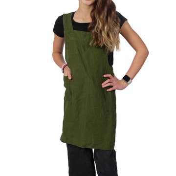 KAF Home Firenze Kids 100% Stonewashed Linen Smock Apron